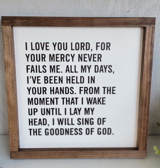 I Love You Lord For Your Mercy Never Fails
