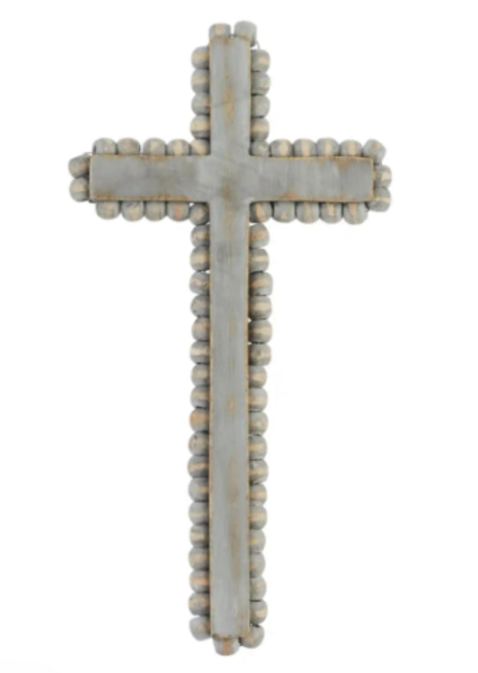 Medium Beaded Wood Cross