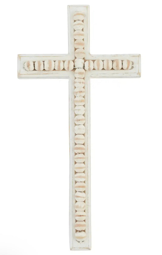 Large Beaded Wood Cross