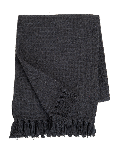 Charcoal Grey Waffle Texture Woven Throw