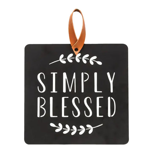 Simply Blessed Black Metal Cutout Plaque